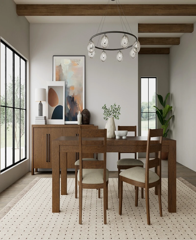 Furniture Davie Cracked Oak and Fabric -Pc. Rectangle Dining Set