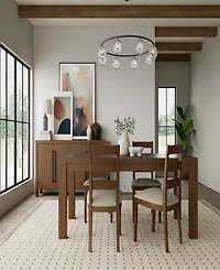 Furniture Davie Cracked Oak and Fabric -Pc. Rectangle Dining Set