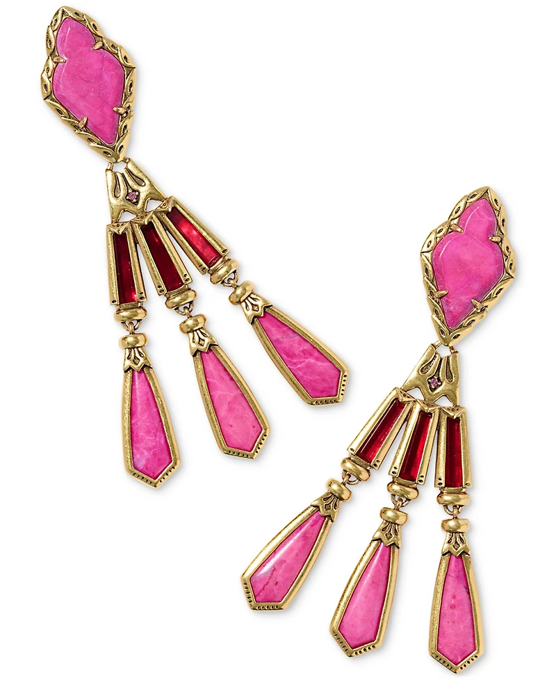 Kendra Scott Multi-Stone Gold-Tone Three-Tier Drop Earrings