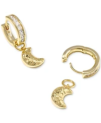 Kendra Scott Moon Kyocera Oparex Opal and Cubic Zirconia 14K Gold Over Brass Huggie Earrings