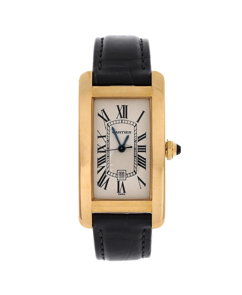 Pre-Owned Cartier Tank Americaine Automatic Watch in Gold and Alligator 23mm