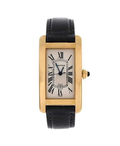 Pre-Owned Cartier Tank Americaine Automatic Watch in Gold and Alligator 23mm