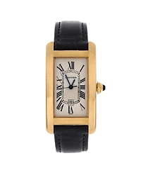 Pre-Owned Cartier Tank Americaine Automatic Watch in Gold and Alligator 23mm