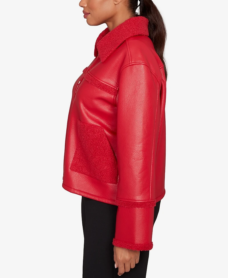 Ruby Rd. Petite Shearling Zip Front Jacket