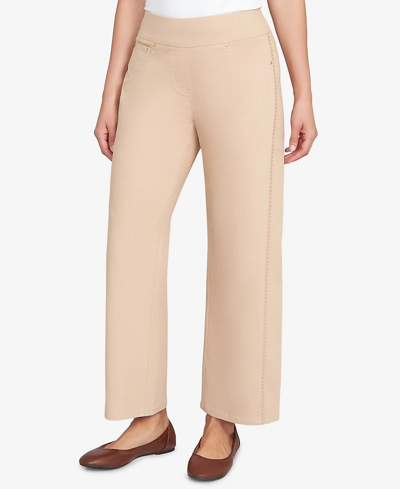 Ruby Rd. Petite Embroidered Stretch Pull-On Pants