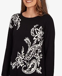 Ruby Rd. Petite Floral Paisley Jacquard Sweater