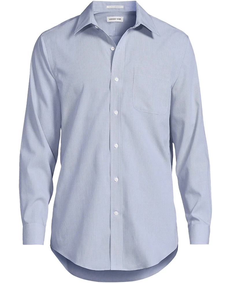 Lands' End Men's Pattern No Iron Supima Pinpoint Straight Collar Dress Shirt