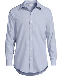 Lands' End Men's Pattern No Iron Supima Pinpoint Straight Collar Dress Shirt
