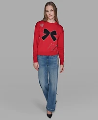 Karl Lagerfeld Paris Petite Bow Long Sleeves Sweater
