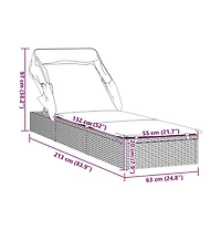 Sunbed Brown Pe Rattan, Powder-Coated Steel 83.9x24.8x38.2 in