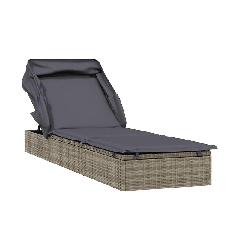 Sunbed Grey Pe Rattan, Powder-Coated Steel 83.1 x 25.6 in