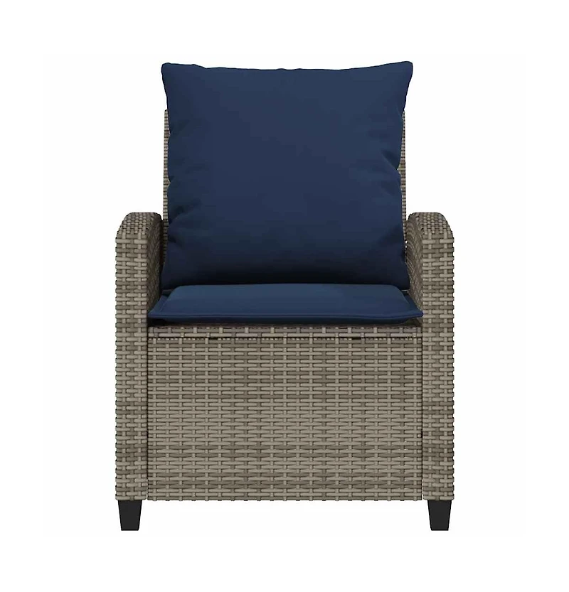 Garden Sofa Set Grey, Navy blue Pe rattan and powder-coated steel