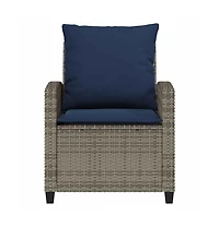 Garden Sofa Set Grey, Navy blue Pe rattan and powder-coated steel