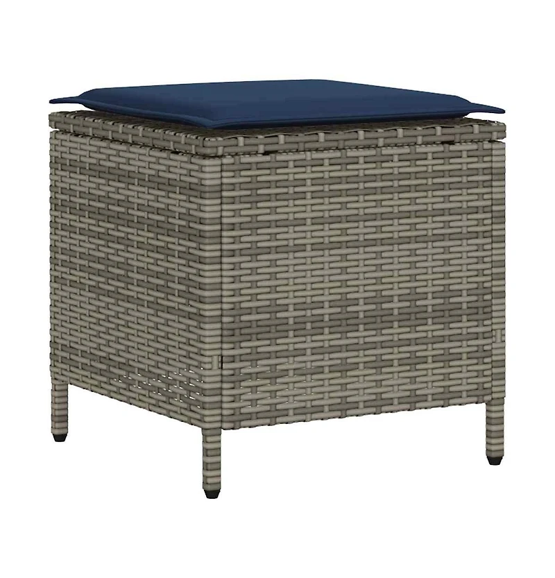 Garden Sofa Set Grey, Navy blue Pe rattan and powder-coated steel