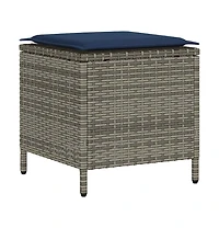 Garden Sofa Set Grey, Navy blue Pe rattan and powder-coated steel