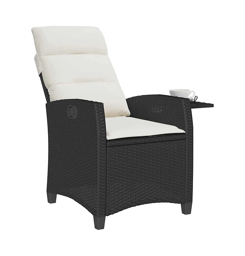 vidaXL Reclining Garden Chair Black Pe rattan Foldable