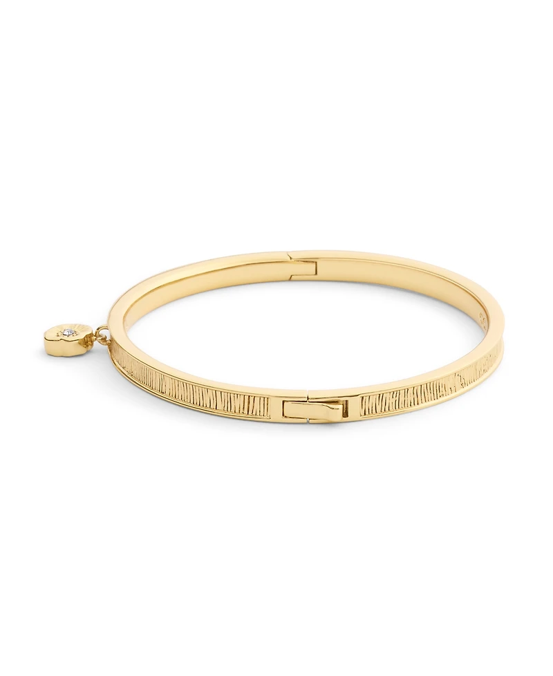 Coach Gold Plated Tea Rose Charm Bangle Bracelets