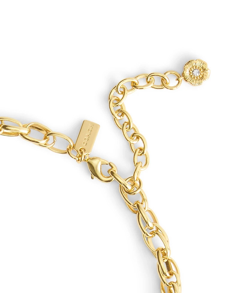Coach Gold Plated Interlocking Collar Necklace
