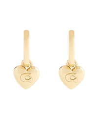 Coach Gold Plated Heart Huggie Drop Earrings
