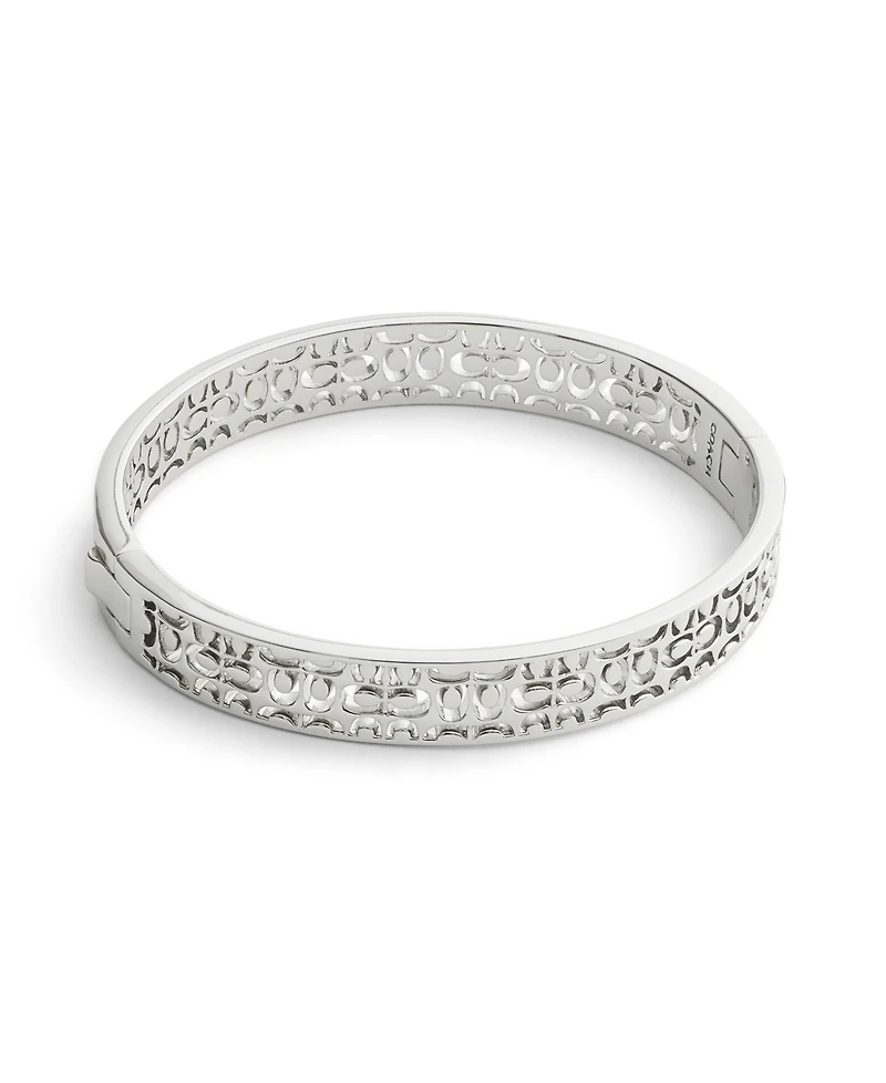 Coach Rhodium Plated Minimal Hinged Bangle Bracelets
