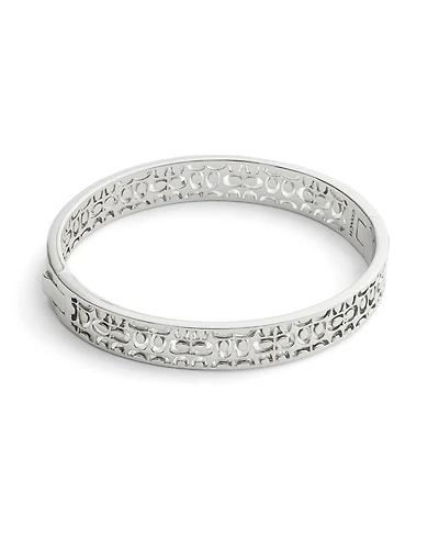Coach Rhodium Plated Minimal Hinged Bangle Bracelets