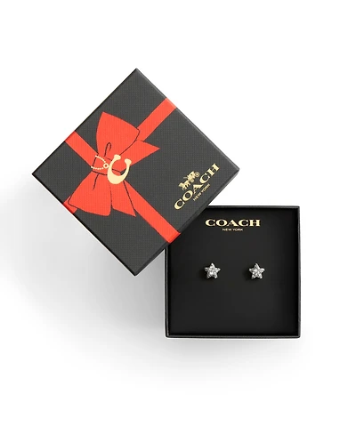 Coach Rhodium Plated Pave Star Stud Earrings