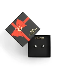 Coach Rhodium Plated Pave Star Stud Earrings