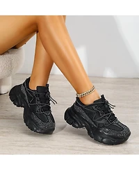 Berness Rosa Rhinestone Mesh Sneakers