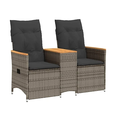 Reclining Garden Sofa Grey Pe Rattan Standard for 2-seater sofas
