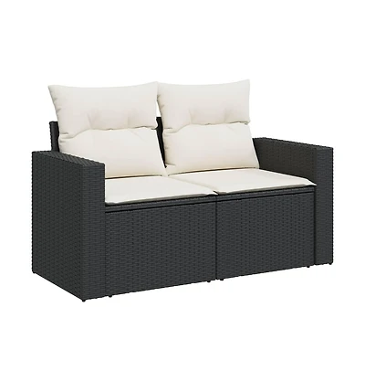 Garden Sofa Black, Cream White