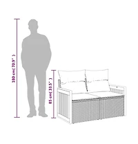 Garden Sofa Grey Pe rattan, powder-coated steel, solid acacia wood