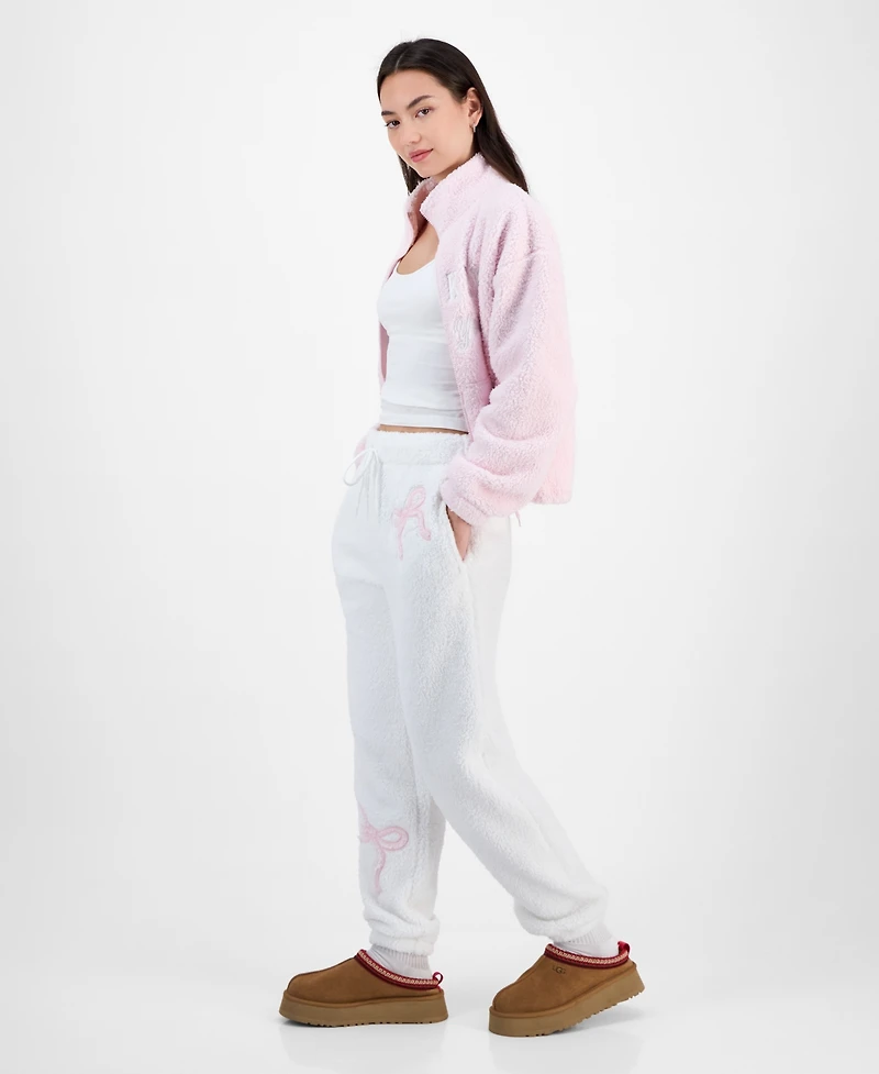 Madden Girl Juniors' Sherpa Fleece Bow Jogger Pants