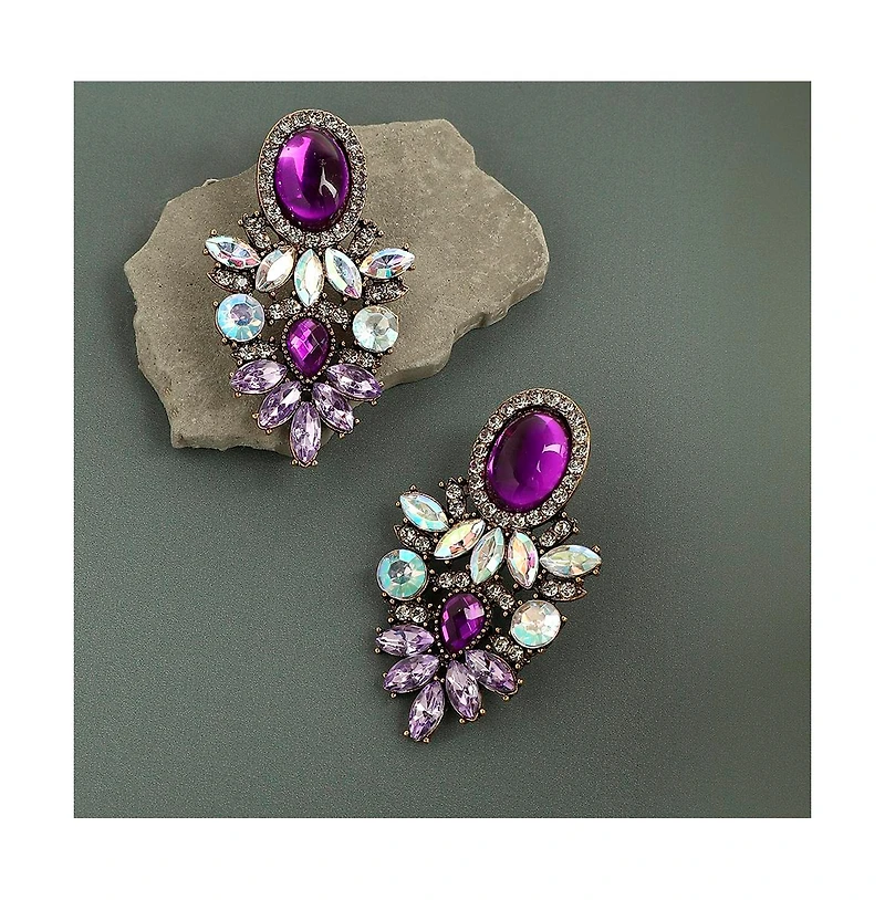 Sohi Shimmering Rhinestone Statement Dangling Drop Earrings