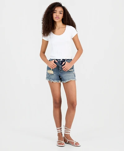 Madden Girl Juniors' Ripped Denim Festival Shorts