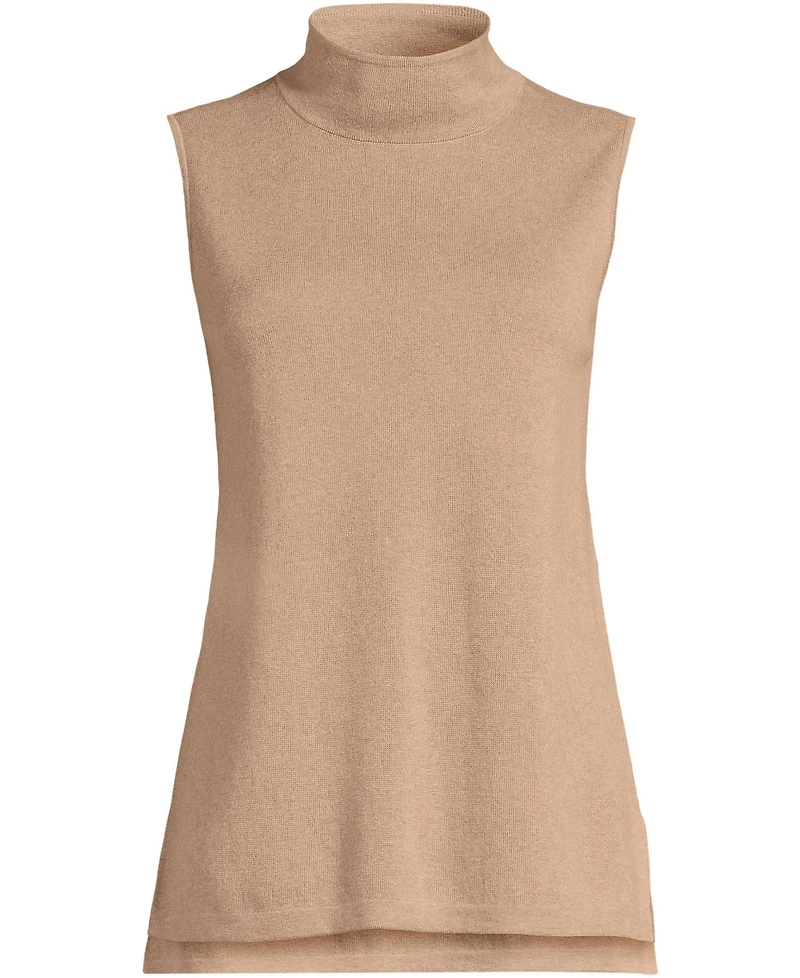 Lands' End Women's Fine Gauge Sleeveless Mock Sweater