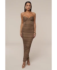 Jluxlabel Women's Ruched Metallic Maxi Dress