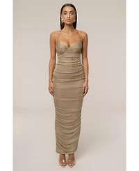 Jluxlabel Women's Ruched Metallic Maxi Dress