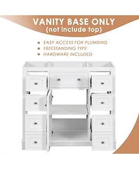Bathroom Vanity without Sink Cabinet Base Only One Cabinet and Six Drawers White