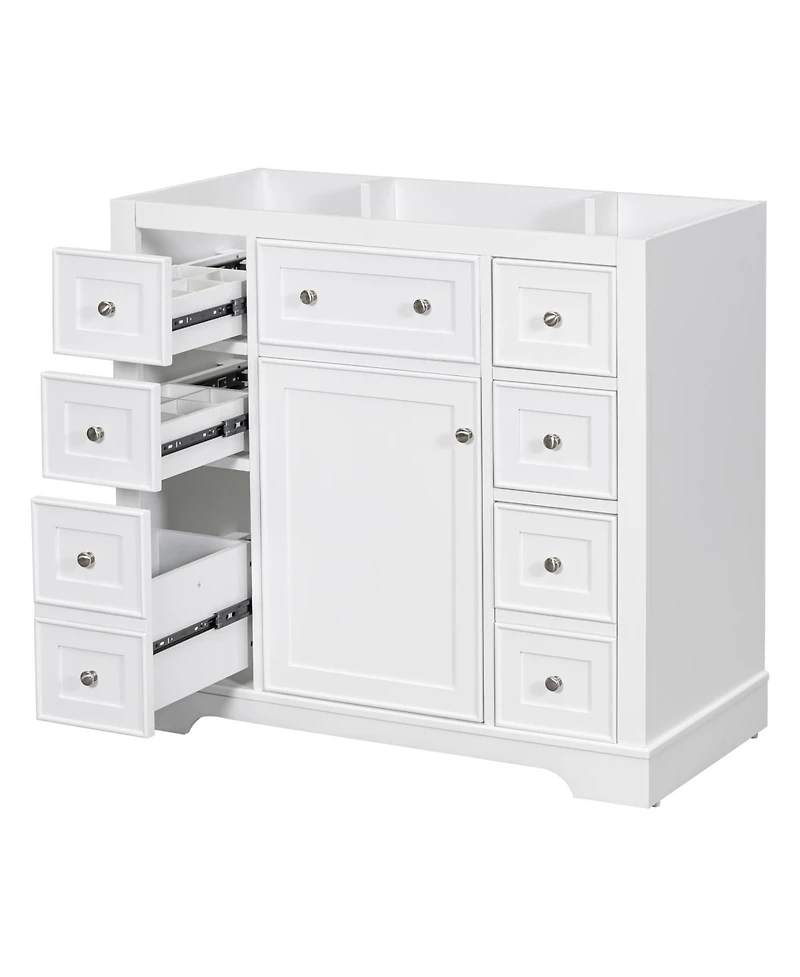 Bathroom Vanity without Sink Cabinet Base Only One Cabinet and Six Drawers White