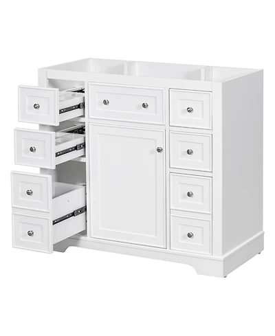 Bathroom Vanity without Sink Cabinet Base Only One Cabinet and Six Drawers White