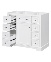 Bathroom Vanity without Sink Cabinet Base Only One Cabinet and Six Drawers White