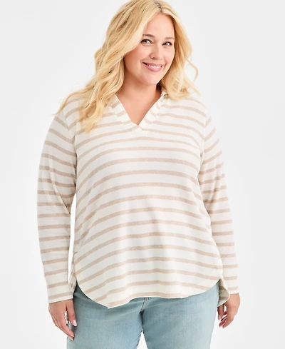 Style & Co Plus Waffle-Knit Hooded Sweatshirt, Macy's Exclusive