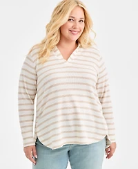 Style & Co Plus Waffle-Knit Hooded Sweatshirt, Macy's Exclusive