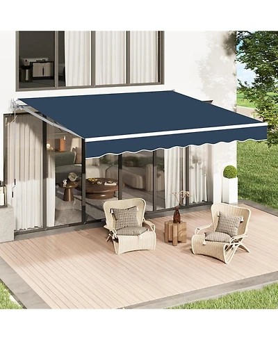 Aecojoy 10'x8' Manual Retractable Awning Sun Shade, Patio Awning Canopy