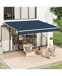 Aecojoy 10'x8' Manual Retractable Awning Sun Shade, Patio Awning Canopy