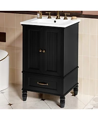 Bathroom Vanity with Sink, Bathroom Cabinet with Two Doors A Drawer Black