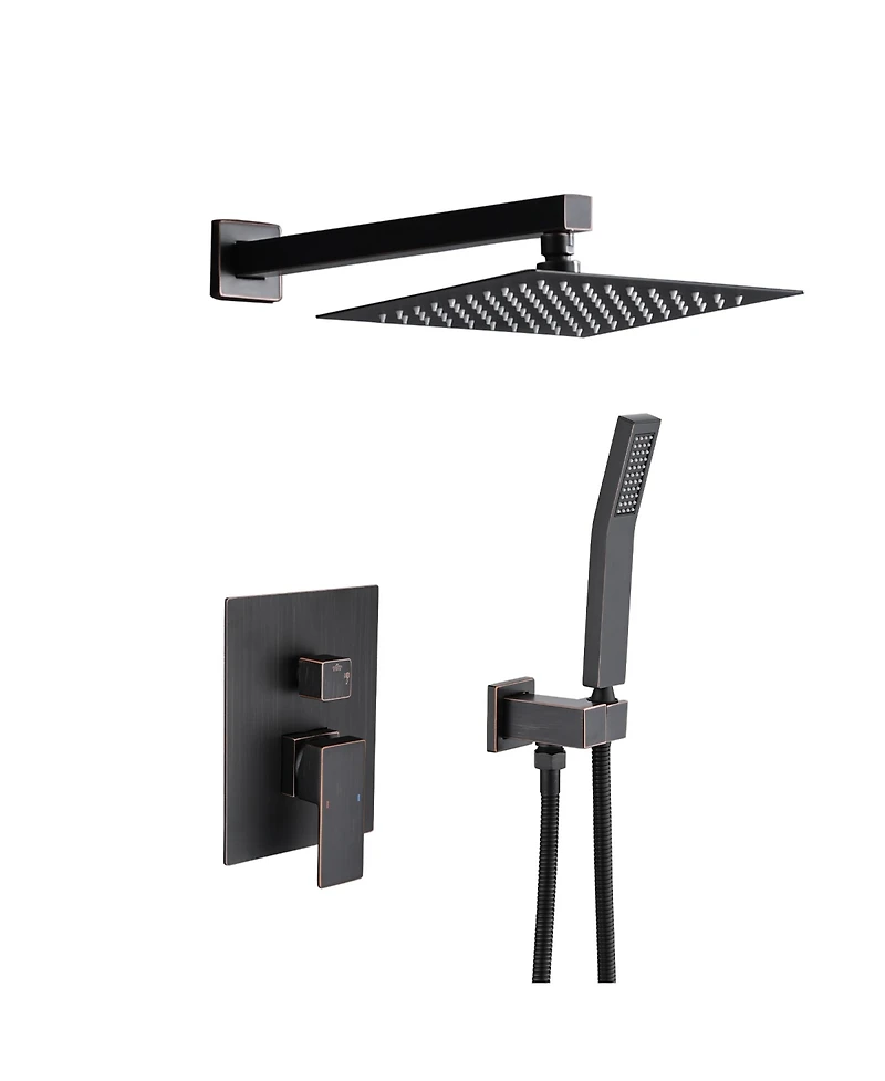 Rainsken Shower System Shower Faucet Combo Set Wall Mounted with 10" Rainfall Shower Head and Handheld Shower Faucet