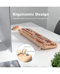 Wireless Keyboard And Mouse Combo 2.4GHz Retro Full-Size Keyboard