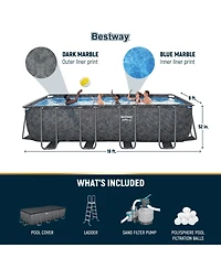Bestway Apx 365 18' x 9' x 52" Rectangular Above Ground Swimming Pool Set, Gray