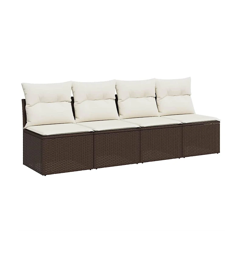 Garden Sofa Brown, Cream White Poly Rattan, Powder-Coated Steel